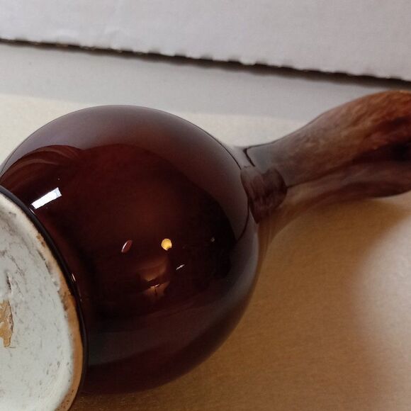 Vintage Brown Drip Glaze Pitcher Slender Flowing Handle Cottagecore Countrycore - Picture 7 of 7